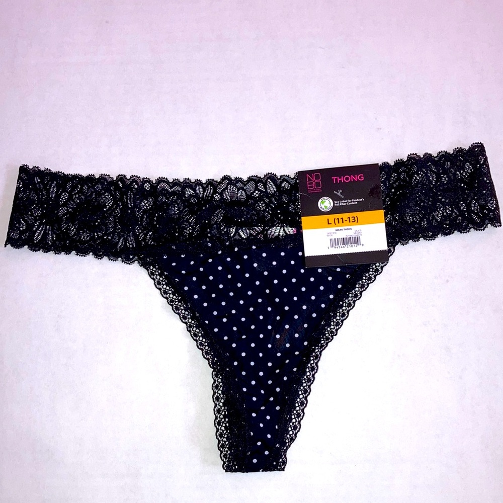 NWT size Large 11 13 Thong underwear panty polka dot